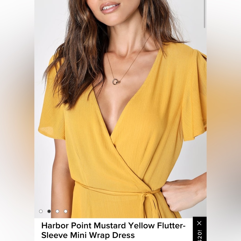 Mustard yellow Lulus Wrap dress